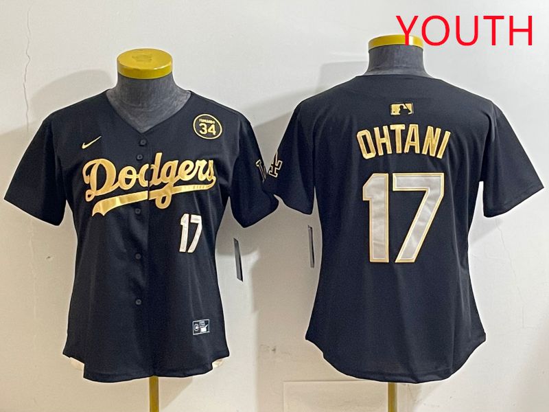 Youth Los Angeles Dodgers #17 Ohtani Black Gold Nike 2025 MLB Jersey style 4287
